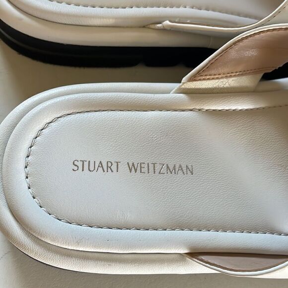 Stuart Weitzman Leather Elodie Slide Sandal 7 - Picture 9 of 10